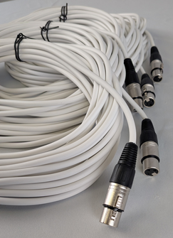 Set of 5 XLR Mic Leads 10m Long White Cable with Rewireable XLR Plugs